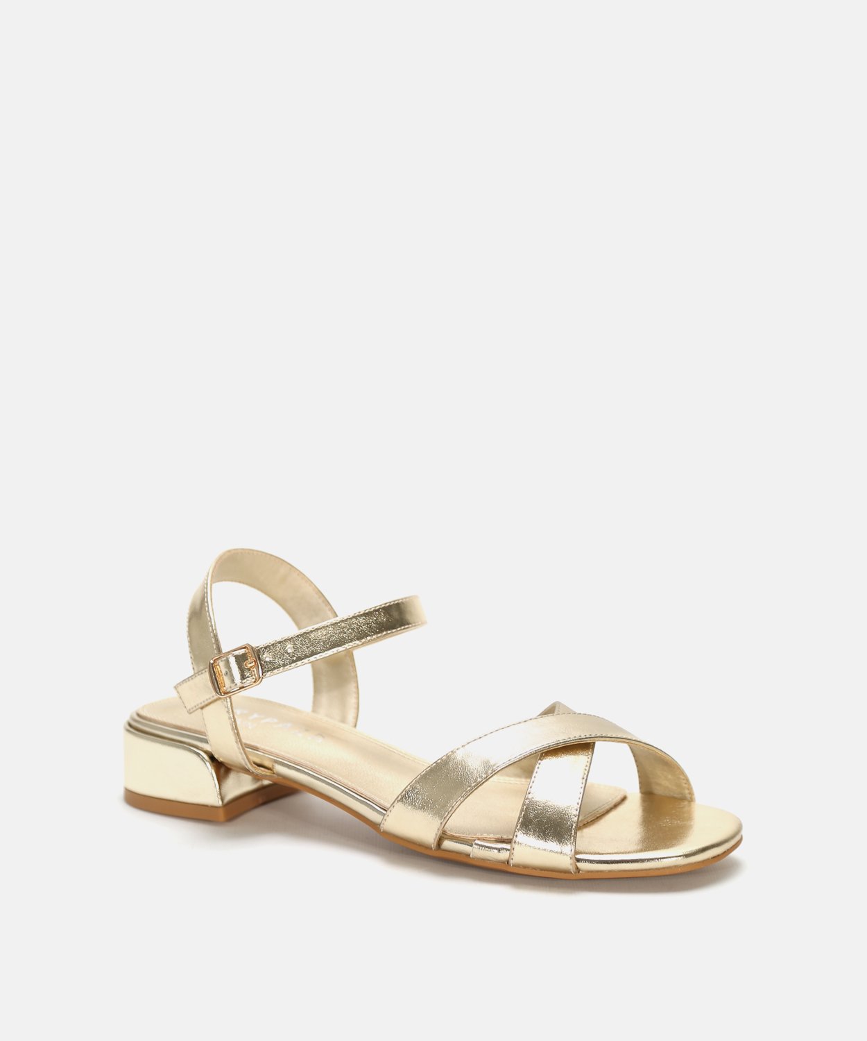 Sandalia tac&oacute;n tiras cruzadas